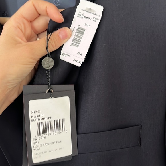 Nwt $498 JOHN VARVATOS STAR U.S.A. Navy Basic SS sport coat plain weave wise 38R - Picture 8 of 17